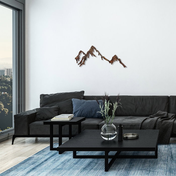 Wallity Rusty Mountain Escultura de pared de metal Antiquation